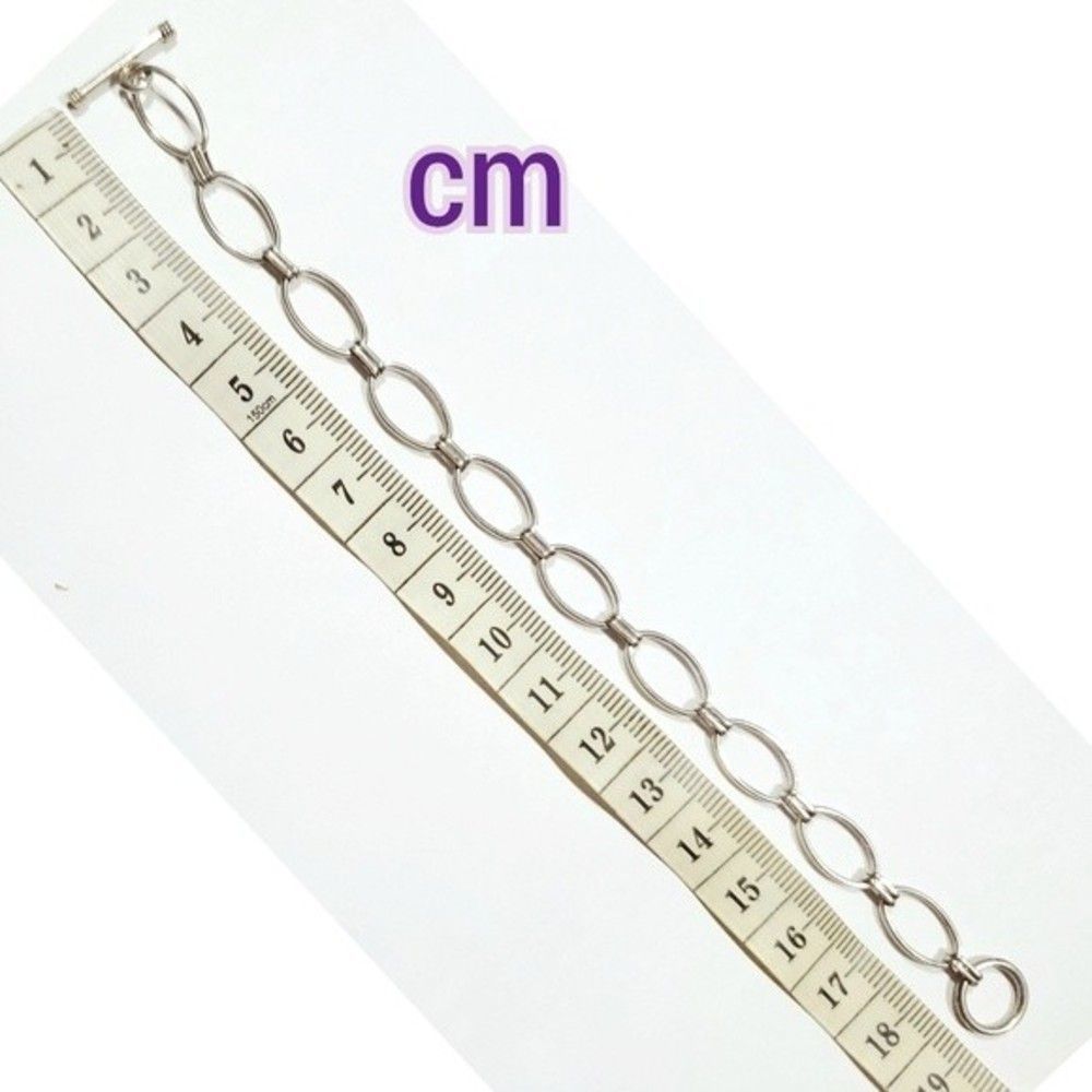 Loop Oval Linked 925 Sterling Silver Toggle Brace… - image 7